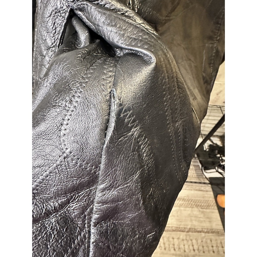 Leather & Soul Men's Black Leather Jacket XL Full Zip Lined Spread Collar Short - Picture 12 of 13